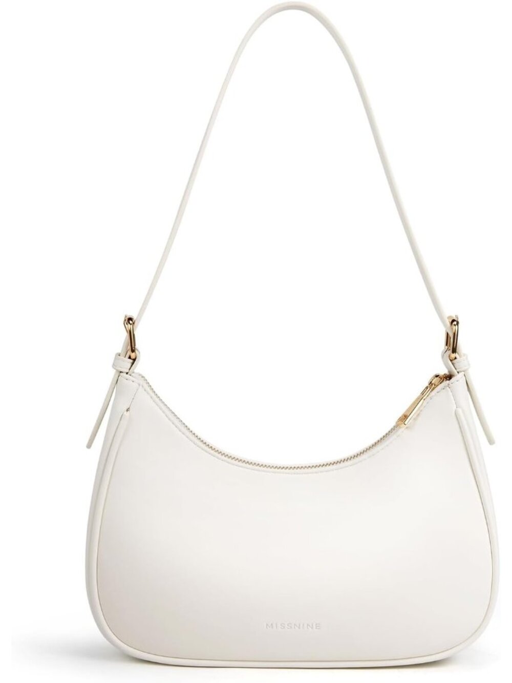 Women's White Vegan Leather Small Hobo Underarm Clutch Purse Shoulder Bag